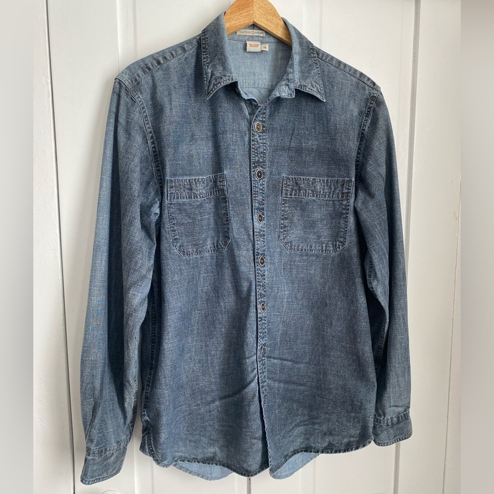 Carbon2Cobalt Chambray Button Up Shirt Men’s Medium Blue Denim Workwear Casual